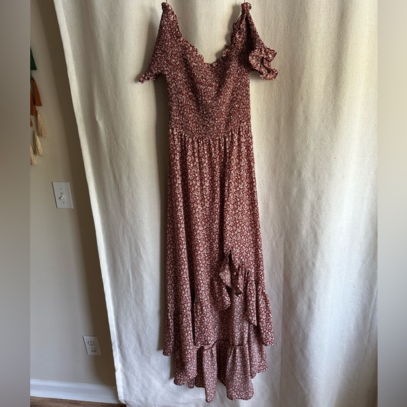 Francesca’s Off The Shoulder High Low Dress with Slit - Picture 1 of 3